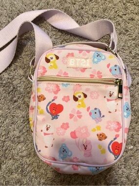 BT21 Pink Character Print Crossbody Bag